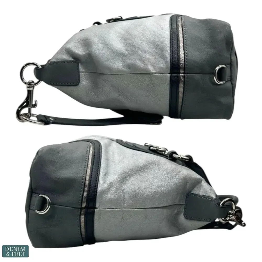 Coach Leather‎ Satchel Gray & Black Tote Bag with Pink Lining & Top Handles